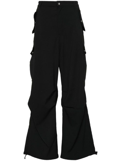 Textured-finish straight-leg cargo pants - Black