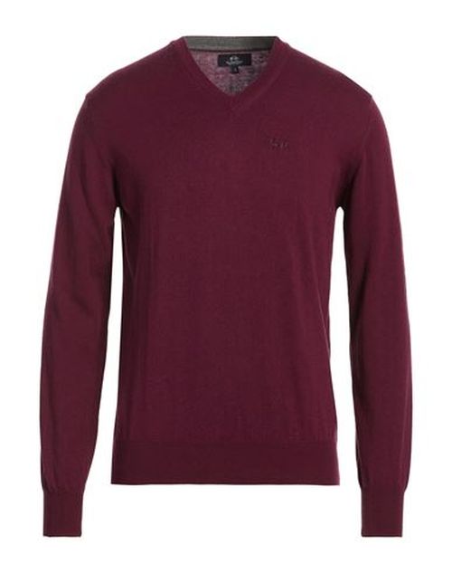 Man Sweater Garnet Size 3XL Cotton, Wool