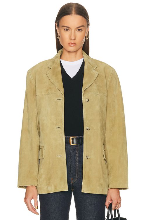 EAVES Aroa Suede Blazer Jacket in Palm - Brown. XXS also in