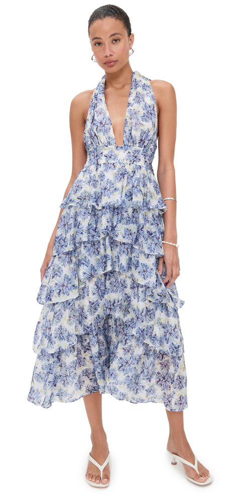 Odessa Maxi Dress Ivory Blue Multi