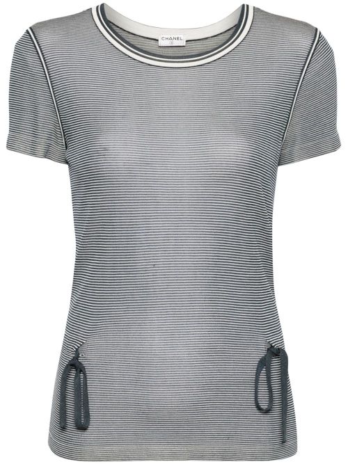 2000s stripe short sleeve T-shirt - Blue