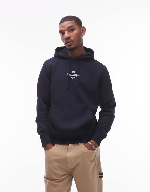 Outline flag logo hoody in dark blue