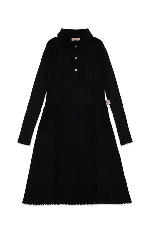 For Kids - Abito polo in maglia a costine - Noir