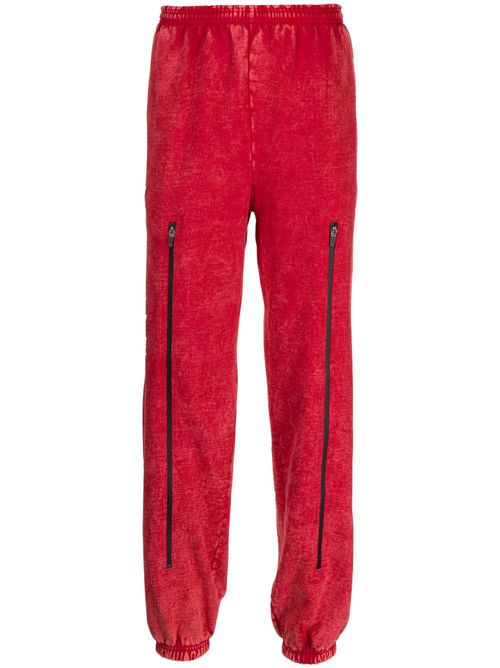 Zip-detail cotton straight-leg trousers - Red