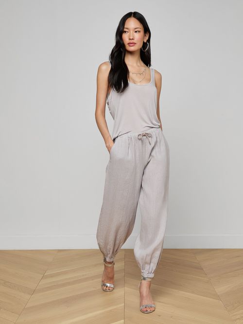 Mariko Linen Jogger In Light Pewter