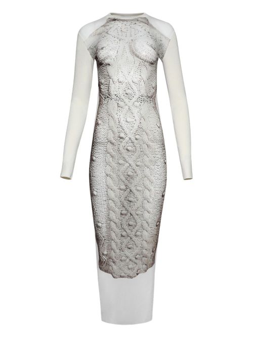 Madonna-knit mesh dress - White