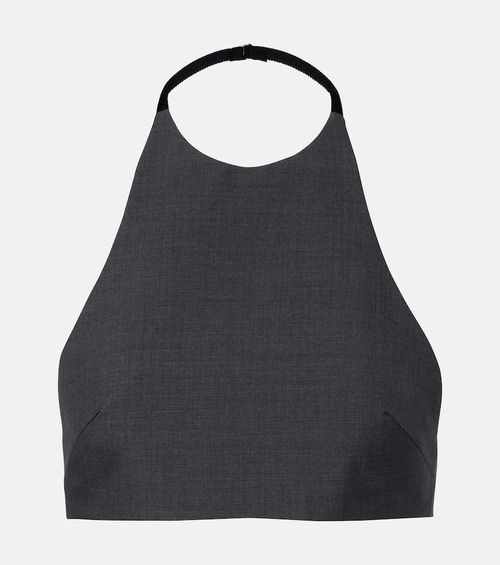 Halterneck virgin wool crop top