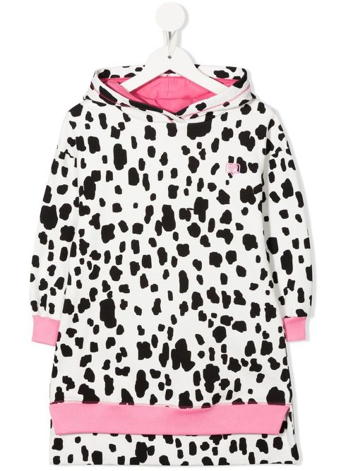 Dalmatian print dress - White