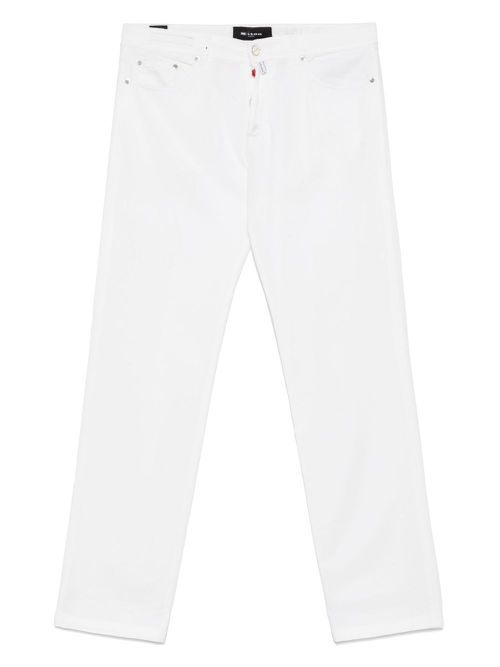 Kiton logo-patch trousers - White