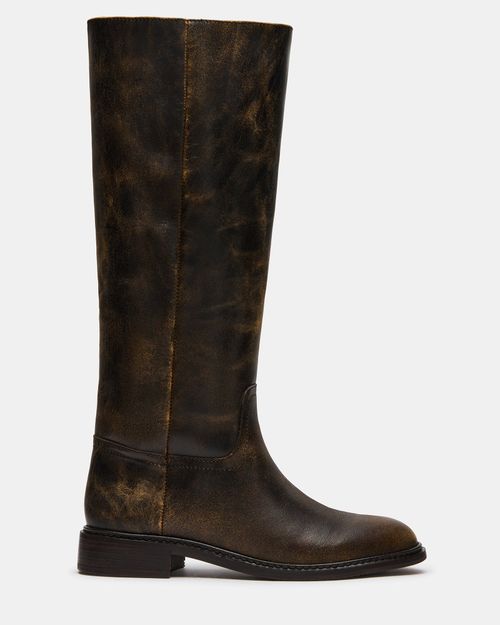 Steve Madden Women's Marna Knee High Boots - Brown Distressed - - Leather
