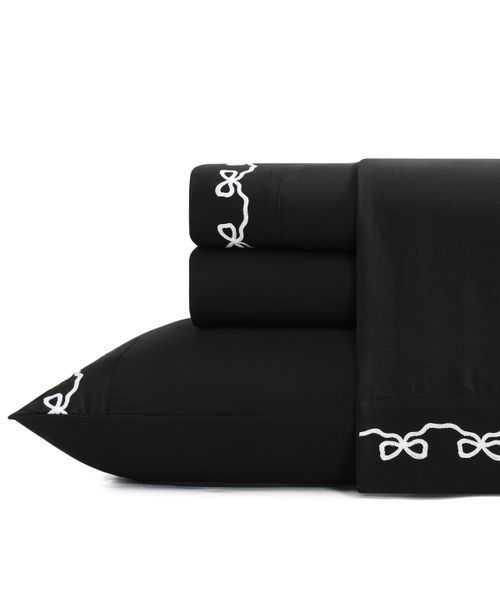 Embroidered 4-Pc. Sheet Set, Full - Black