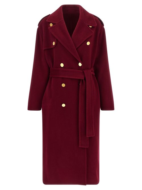 Double-Breasted Wool-Cashmere Coat — Burgundy