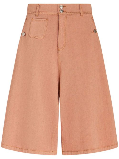 Wide-leg denim shorts - Orange