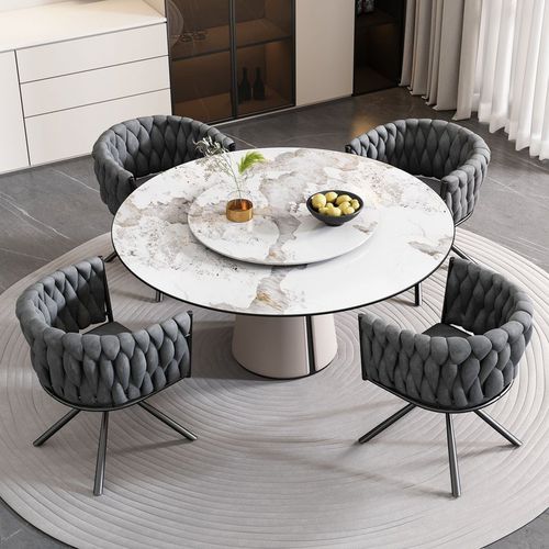 Set of 2 Velvet Swivel Dining Chairs with Metal Legs Grey