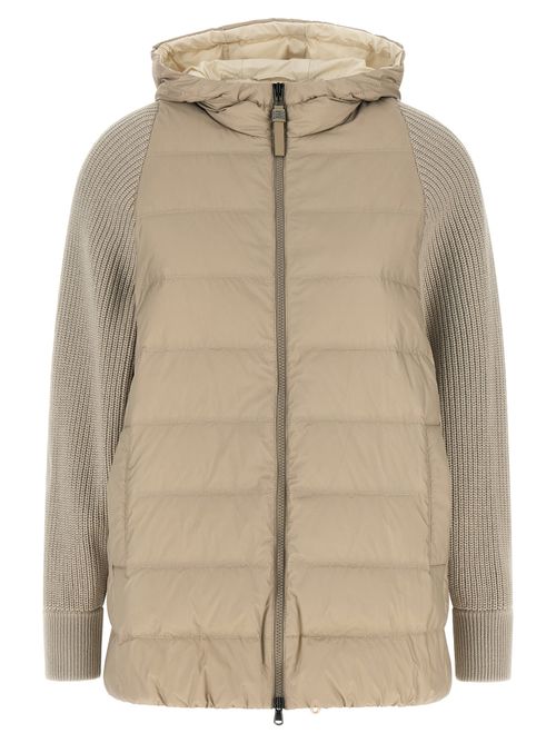 Quilted Wool-Blend Down Jacket — Beige