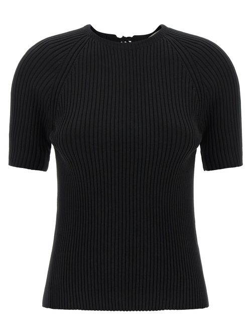 Ribbed Stretch Cotton Sweater — Black