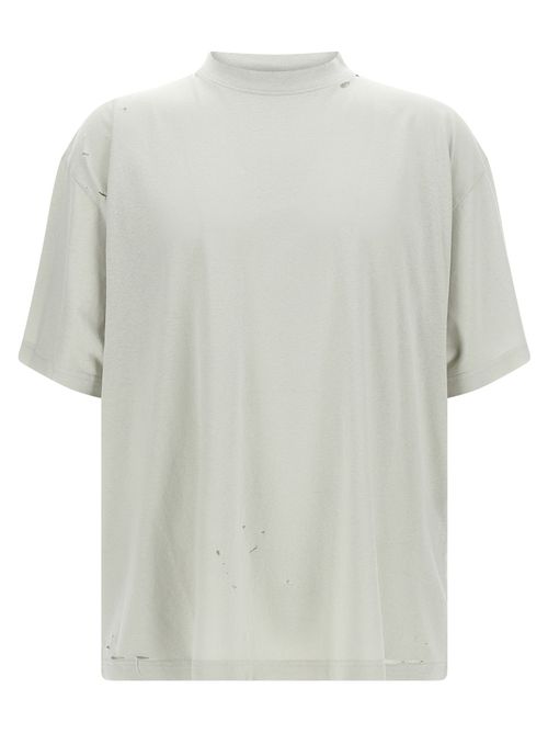 Distressed Cotton T-Shirt — Beige