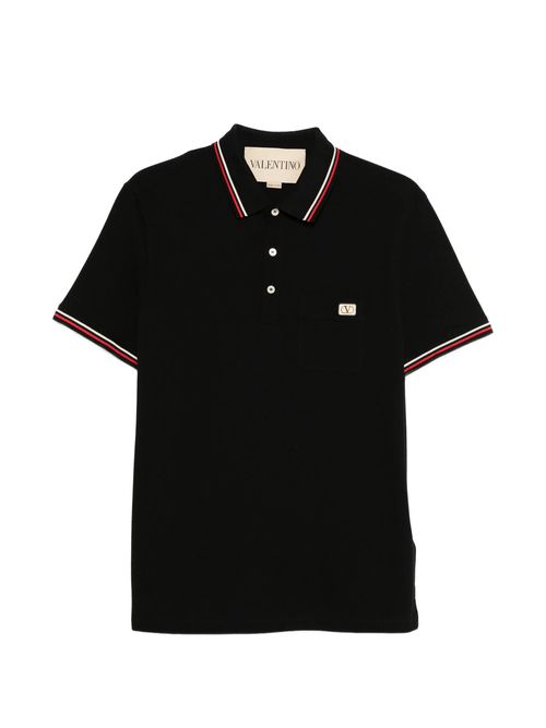 Signature Patch Polo Shirt with Front Half Button Placket and Ribbed Trim