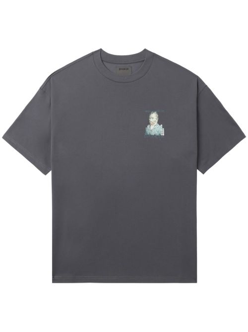 Graphic-print cotton-blend T-shirt - Grey