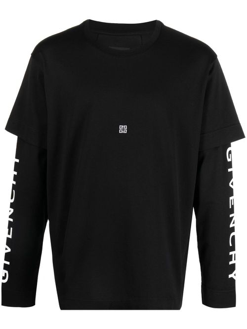 Layered logo-print T-shirt - Black