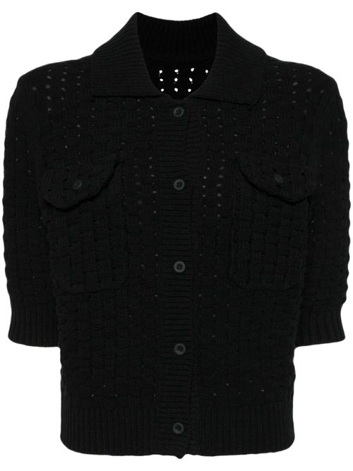 Short-sleeve knitted cardigan - Black