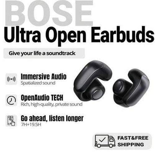 Ultra Open Bluetooth Earbuds With OpenAudio Technology, Open Ear Wireless Earbuds, Up Hours Of Battery Life, Black