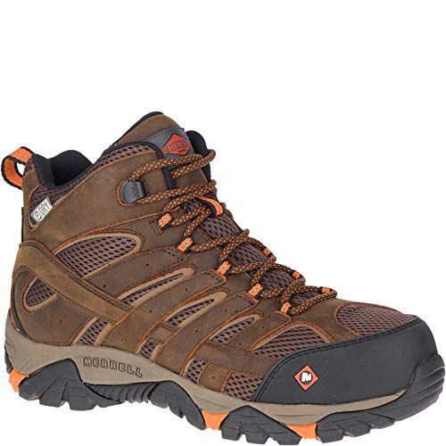 Merrell Men's  Moab Vertex 2 Mid CF Safety Work Boot Seal Brown