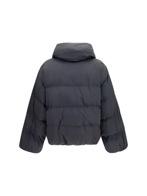 Quilted High-Neck Viscose Down Jacket — Black