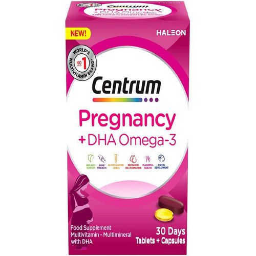Centrum Pregnancy + Docosahexaenoic Acid Omega 3 Vitamins - 30 Tablets, Capsule