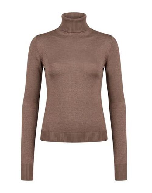 Woman Turtleneck Taupe Size 10 Merino Wool, Silk