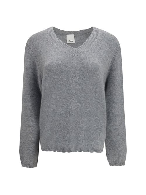 V-Neck Cashmere Sweater — Gray