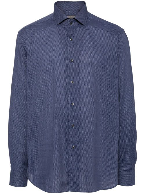 Cutaway-collar cotton shirt - Blue