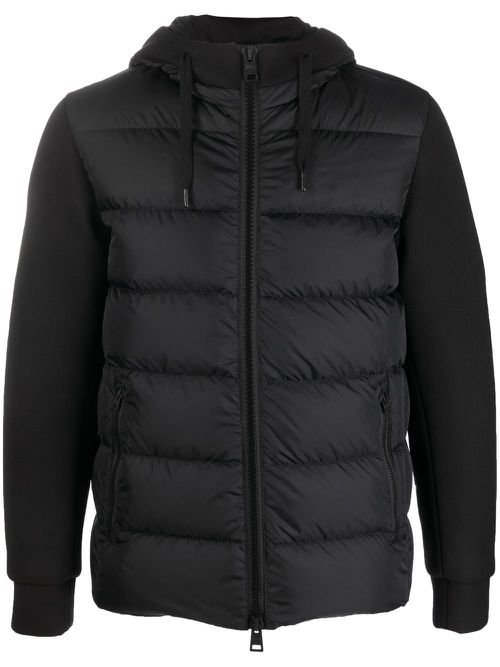 Hooded hybrid down-padded jacket - Black