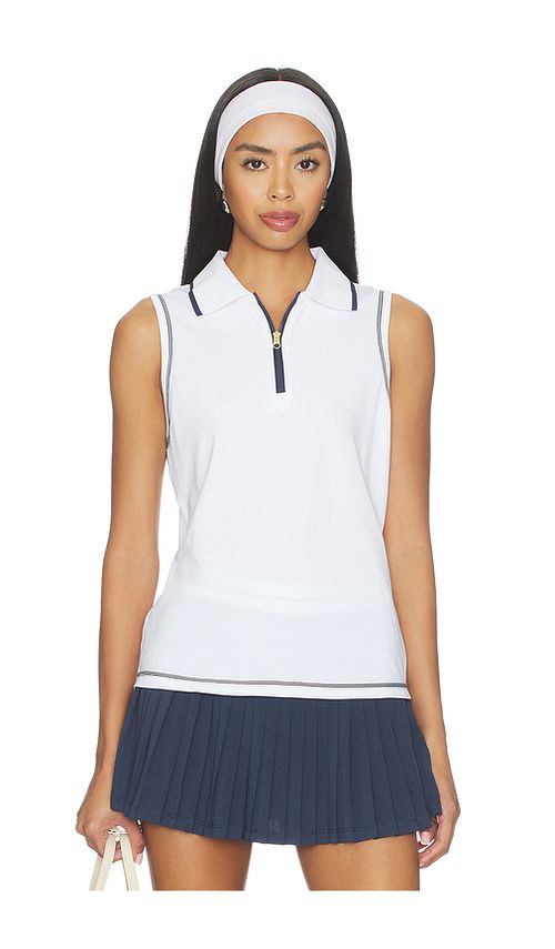 Varley Cammie Performance Tank Top in White & Blue Night. S also in