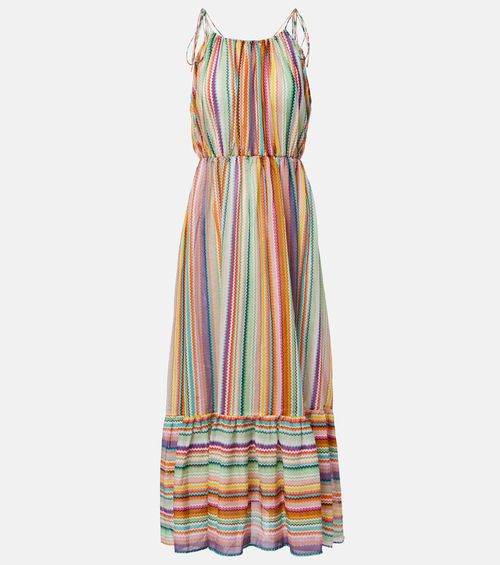 Zigzag cotton and silk maxi dress