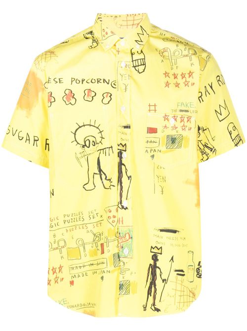 Illustration-print cotton shirt - Yellow