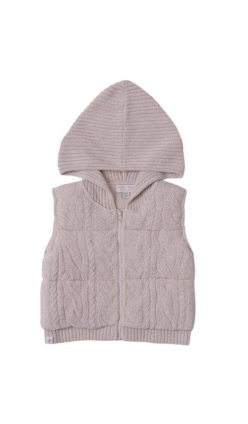 Barefoot Dreams Toddler Cable Puffer Hooded Vest in Grey. 4/5T. Also /3T