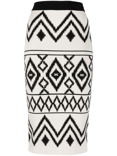 Rhombus-print fitted skirt - Neutrals