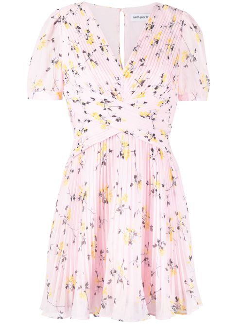 Floral-print pleated minidress - Pink