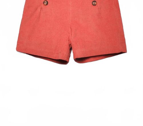 Girls Corduroy Button Shorts In Dark Pink