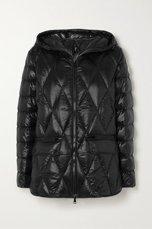 몽클레어 여성 Serignan 벨트 후드 퀼팅 쉘 다운 재킷 - 블랙 - 0
