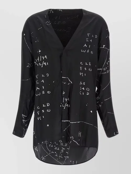 Rick Owens - printed v-neck long-sleeve shirt