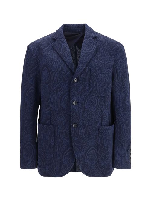Arnica Jacquard Wool-Blend Blazer — Navy