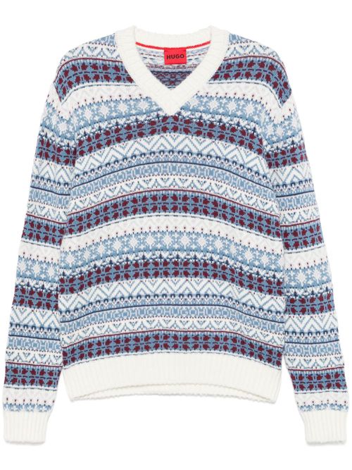 Fair isle intarsia sweater - White