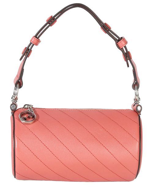 Pink Leather Diagonal Quilted Mini Blondie Barrel Bag (Authentic Pre-Loved)