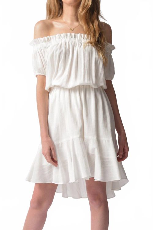 Niara Short Sleeve Peasant Dress In White
