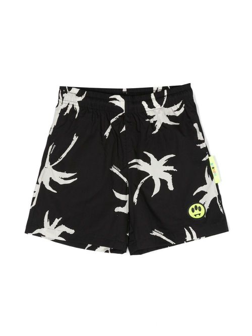 Graphic-print elasticated shorts - Black