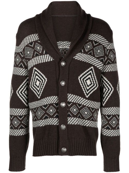 Cashmere pattern-intarsia cardigan - Brown