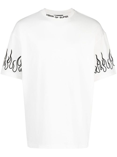 Logo-embroidered cotton T-shirt - White