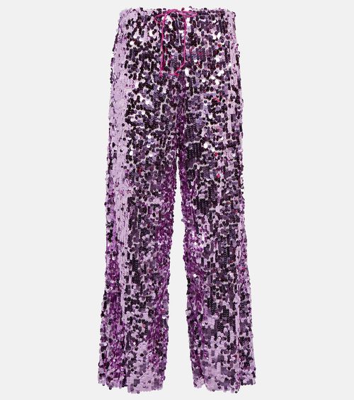 Sequined high-rise wide-leg pants